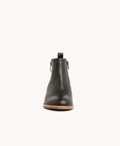 Ebony Leather Ankle Boot