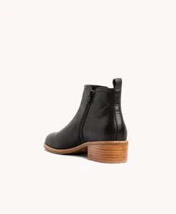 Ebony Leather Ankle Boot