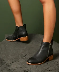 Ebony Leather Ankle Boot
